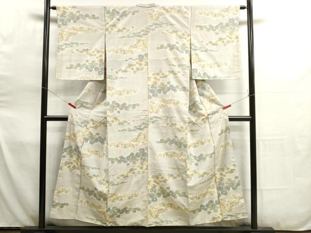 平和屋着物■上質な紬　草花文　正絹　逸品　DAAV2091xg