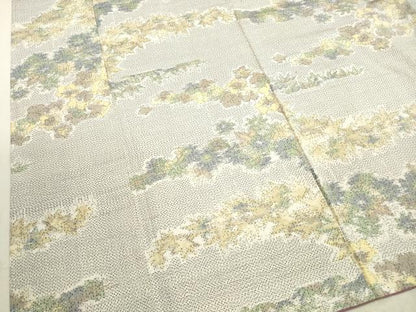 平和屋着物■上質な紬　草花文　正絹　逸品　DAAV2091xg