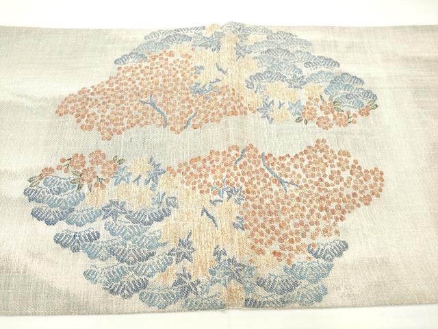 平和屋着物◎太鼓柄袋帯　紬地　風景文　正絹　逸品　DAAV2316xg