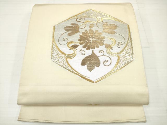 平和屋着物◎六通柄袋帯 亀甲花鳥丸 金銀糸 正絹 逸品 DAAV2319xg