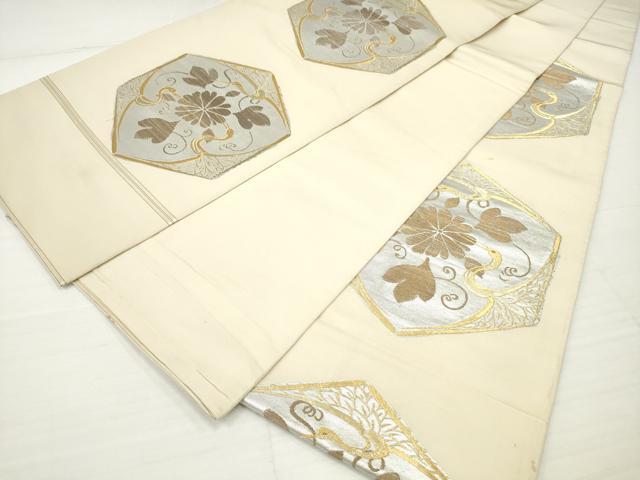 平和屋着物◎六通柄袋帯 亀甲花鳥丸 金銀糸 正絹 逸品 DAAV2319xg