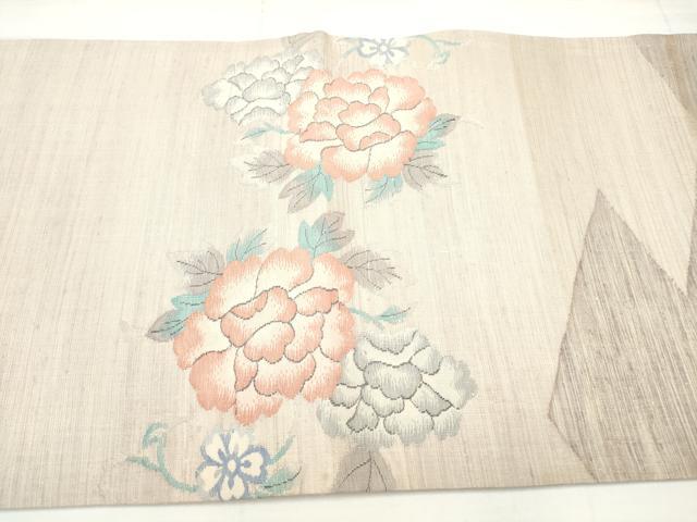 平和屋着物◎太鼓柄袋帯　紬地　花唐草文　正絹　逸品　DAAV2325xg