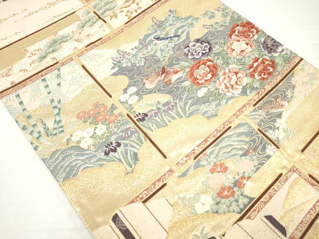平和屋着物◎六通柄袋帯 唐織 花鳥文 金糸 正絹 逸品 DAAV2329xg