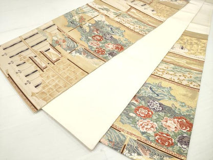 平和屋着物◎六通柄袋帯 唐織 花鳥文 金糸 正絹 逸品 DAAV2329xg