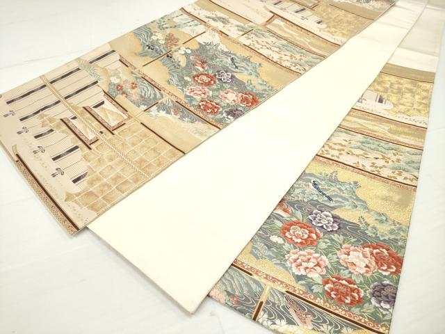 平和屋着物◎六通柄袋帯 唐織 花鳥文 金糸 正絹 逸品 DAAV2329xg