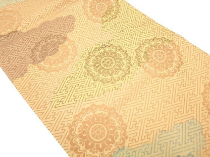 平和屋着物◎全通柄袋帯 唐織 正倉院花文 金糸 正絹 逸品 DAAV2335xg