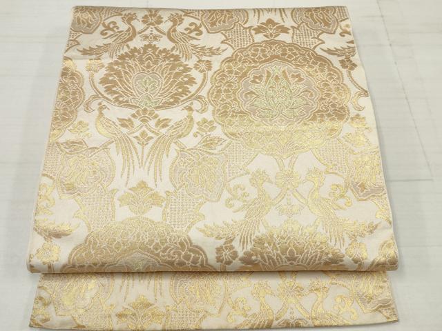 平和屋着物◎六通柄 本袋帯 更紗花文 金糸 正絹 逸品 DAAV2345xg