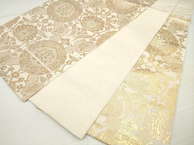 平和屋着物◎六通柄 本袋帯 更紗花文 金糸 正絹 逸品 DAAV2345xg