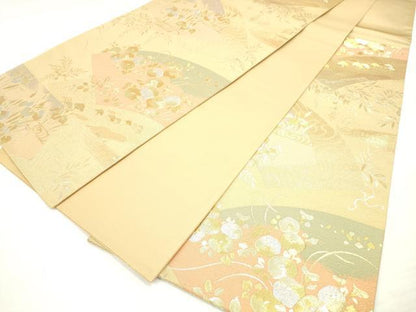 平和屋着物◎六通柄袋帯　地紙草花文　金銀糸　正絹　逸品　DAAV2347xg