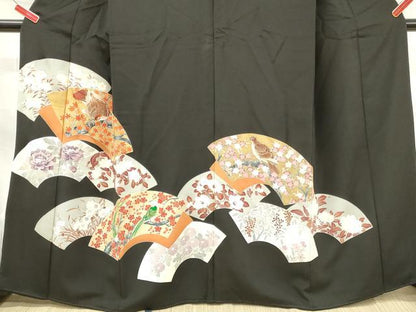 平和屋着物■豪華黒留袖　刺繍　花鳥文　金彩　正絹　逸品　DAAV2402xg
