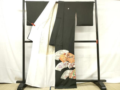 平和屋着物■豪華黒留袖　刺繍　花鳥文　金彩　正絹　逸品　DAAV2402xg