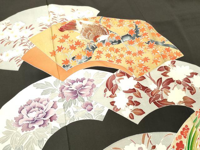 平和屋着物■豪華黒留袖　刺繍　花鳥文　金彩　正絹　逸品　DAAV2402xg