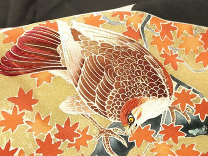 平和屋着物■豪華黒留袖　刺繍　花鳥文　金彩　正絹　逸品　DAAV2402xg
