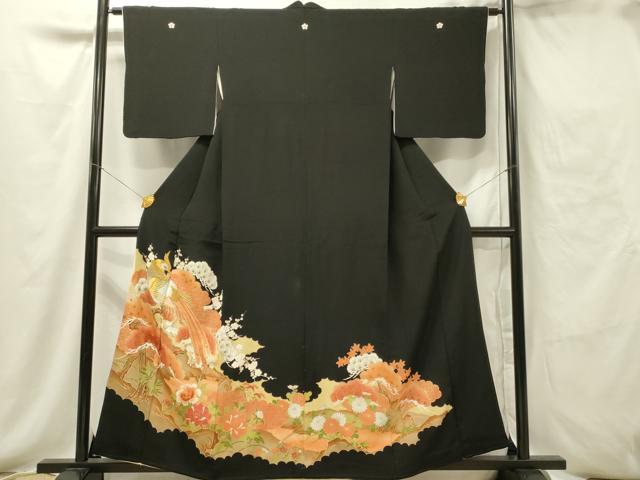 平和屋着物■豪華黒留袖　刺繍　花鳥文　金彩　正絹　逸品　DAAV2658qp