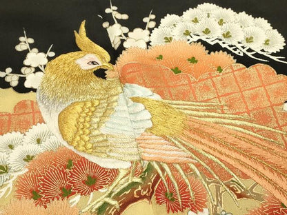 平和屋着物■豪華黒留袖　刺繍　花鳥文　金彩　正絹　逸品　DAAV2658qp