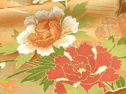 平和屋着物■豪華黒留袖　刺繍　花鳥文　金彩　正絹　逸品　DAAV2658qp
