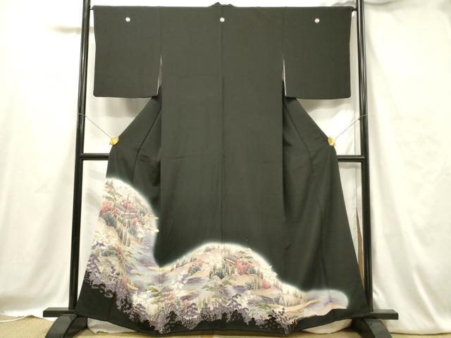 平和屋着物■豪華黒留袖　風景文　正絹　逸品　DAAV2777qp