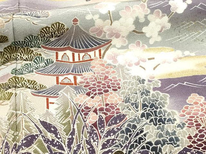 平和屋着物■豪華黒留袖　風景文　正絹　逸品　DAAV2777qp