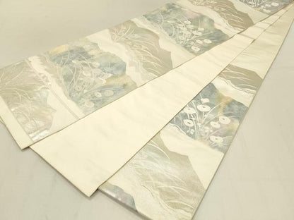 平和屋着物◎六通柄袋帯　草花文　正絹　逸品　DAAV2811qp