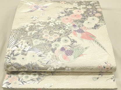 平和屋着物◎六通柄袋帯　唐織　花鳥文　プラチナ箔二重織　正絹　逸品　DAAV2846qp