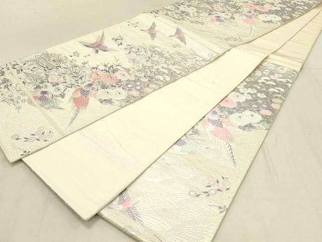平和屋着物◎六通柄袋帯　唐織　花鳥文　プラチナ箔二重織　正絹　逸品　DAAV2846qp