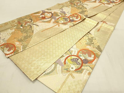 平和屋着物◎佐賀錦 六通柄袋帯 唐織 名橋蝶丸文 金糸 正絹 逸品 DAAV2848qp