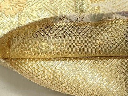 平和屋着物◎佐賀錦 六通柄袋帯 唐織 名橋蝶丸文 金糸 正絹 逸品 DAAV2848qp