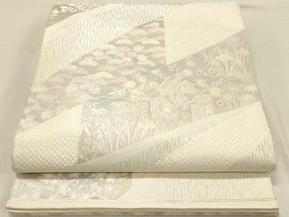 平和屋着物◎六通柄袋帯 唐織 風景文 銀糸 正絹 逸品 DAAV2866qp