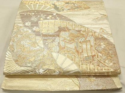 平和屋着物◎六通柄袋帯 地紙花文 金銀糸 正絹 逸品 DAAV2870qp
