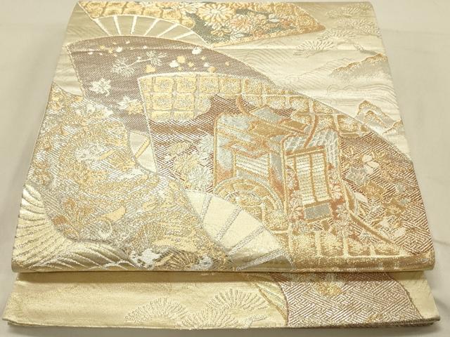 平和屋着物◎六通柄袋帯 地紙花文 金銀糸 正絹 逸品 DAAV2870qp