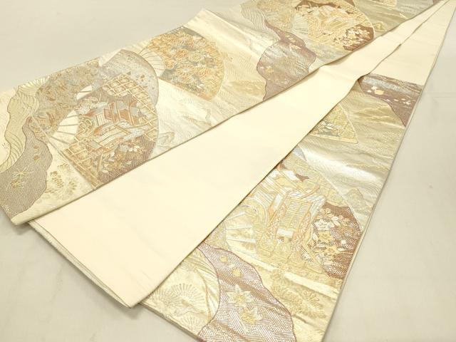 平和屋着物◎六通柄袋帯 地紙花文 金銀糸 正絹 逸品 DAAV2870qp