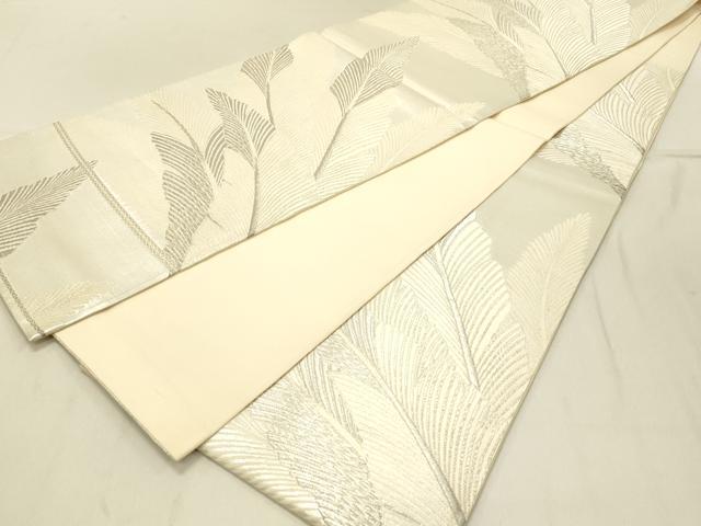 平和屋着物◎六通柄袋帯 唐織 草葉文 銀糸 正絹 逸品 DAAV2875qp