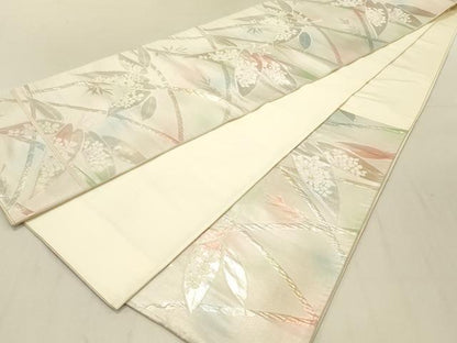 平和屋着物◎六通柄袋帯 笹花文 金銀糸 正絹 逸品 DAAV2883qp