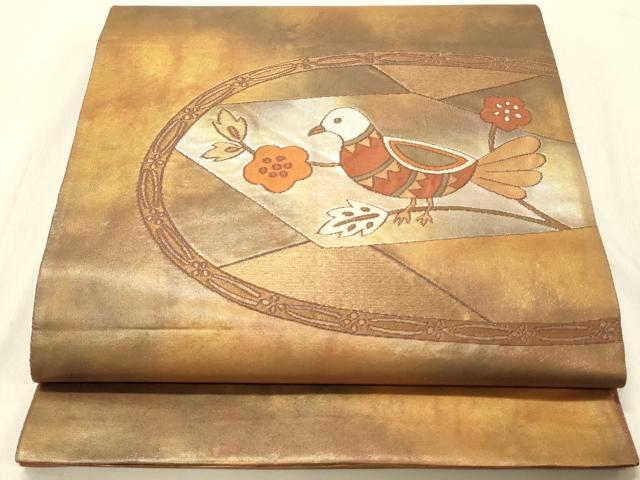 平和屋着物◎太鼓柄袋帯 花鳥文 正絹 逸品 DAAV2887qp