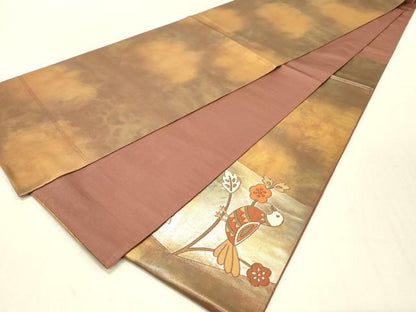 平和屋着物◎太鼓柄袋帯 花鳥文 正絹 逸品 DAAV2887qp