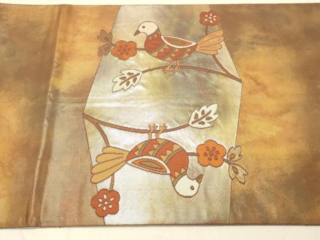 平和屋着物◎太鼓柄袋帯 花鳥文 正絹 逸品 DAAV2887qp