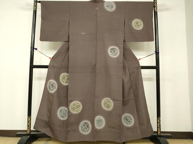 平和屋着物▽本塩沢 訪問着 単衣 丸文 正絹 逸品 DAAV3001du