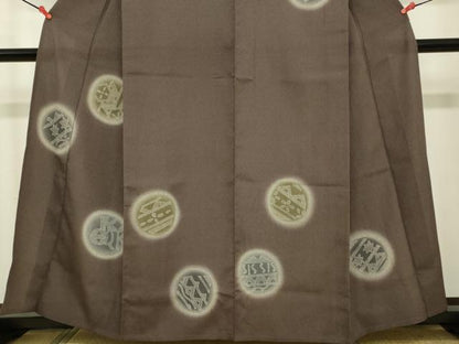 平和屋着物▽本塩沢 訪問着 単衣 丸文 正絹 逸品 DAAV3001du