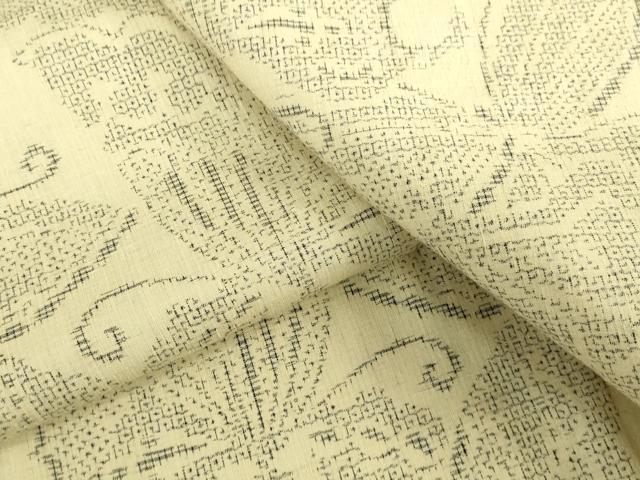 平和屋着物▽結城紬 単衣 80亀甲 舞蝶文 正絹 逸品 DAAV3002du