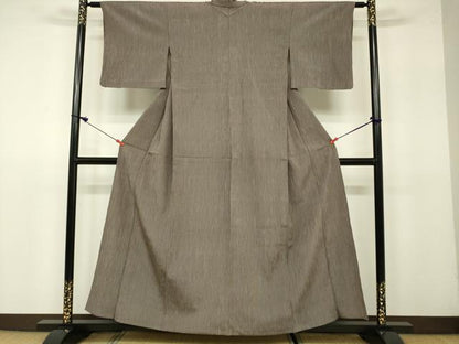 平和屋着物▽上質なお召　単衣　縞　正絹　逸品　DAAV3005du