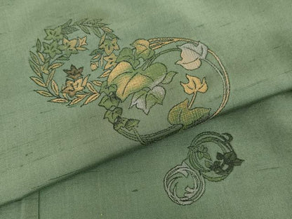 平和屋着物▽京の名門・菱屋六右ェ門 紬 単衣 草花丸文 正絹 逸品 DAAV3006du