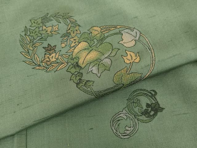 平和屋着物▽京の名門・菱屋六右ェ門 紬 単衣 草花丸文 正絹 逸品 DAAV3006du