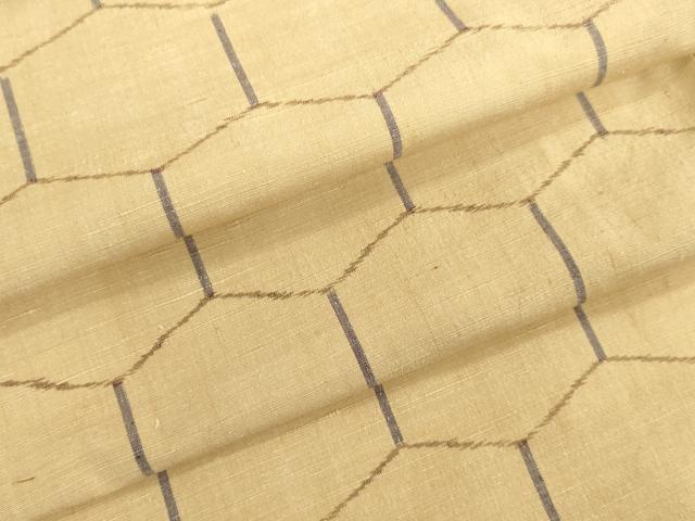 平和屋着物▽上質な紬 単衣 亀甲文 正絹 逸品 DAAV3007du
