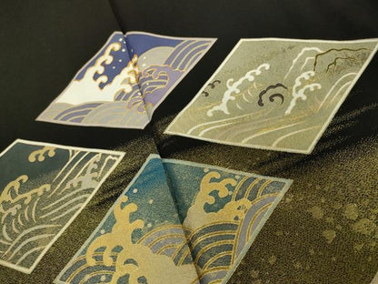平和屋着物▽豪華黒留袖 単衣 駒刺繍 立波菱文 金彩 金通し地 正絹 逸品 DAAV3008du