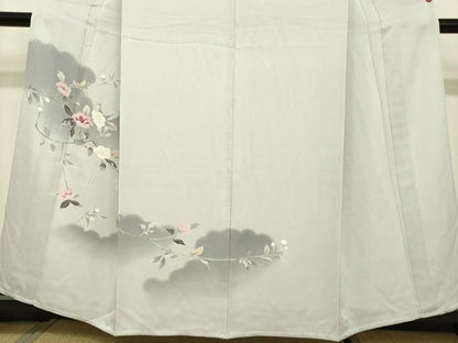 平和屋着物▽訪問着 単衣 枝花文 正絹 逸品 DAAV3009du