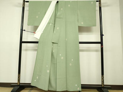 平和屋着物▽上質な小紋 単衣 絞り 草花丸文 金彩 正絹 逸品 DAAV3010du