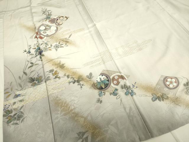 平和屋着物▽訪問着 単衣 吉祥草花文 暈し染め 金彩 正絹 逸品 DAAV3011du