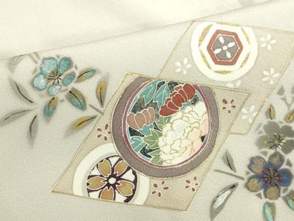 平和屋着物▽訪問着 単衣 吉祥草花文 暈し染め 金彩 正絹 逸品 DAAV3011du