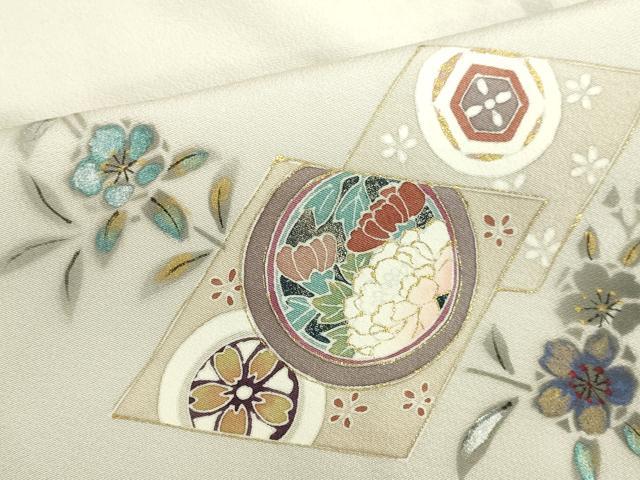 平和屋着物▽訪問着 単衣 吉祥草花文 暈し染め 金彩 正絹 逸品 DAAV3011du