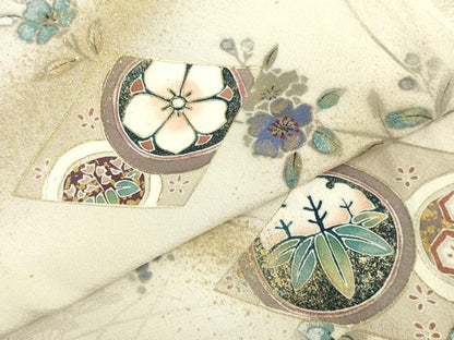 平和屋着物▽訪問着 単衣 吉祥草花文 暈し染め 金彩 正絹 逸品 DAAV3011du